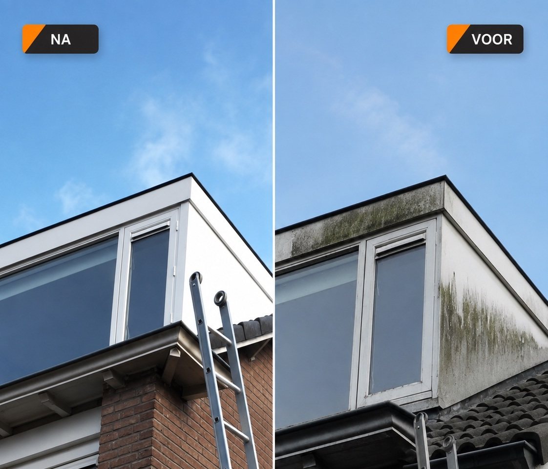 Voor en na resultaat van professionele dakkapelreiniging